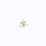 Tête labret fleurs strass Or jaune 18K