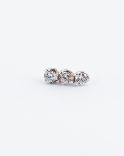 Labret 3 strass or blanc 18K – tige bioflex