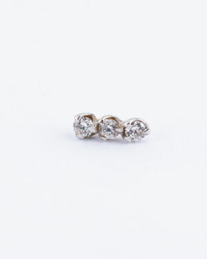 Labret 3 strass or blanc 18K – tige bioflex